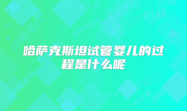 哈萨克斯坦试管婴儿的过程是什么呢
