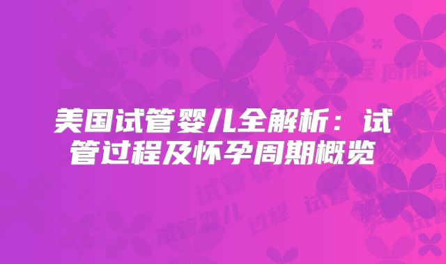 美国试管婴儿全解析：试管过程及怀孕周期概览