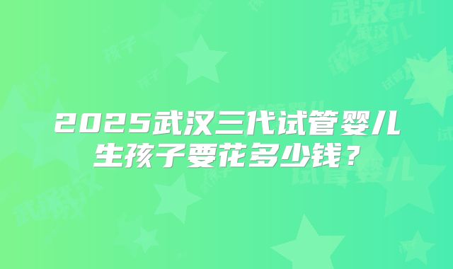 2025武汉三代试管婴儿生孩子要花多少钱？
