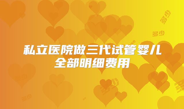 私立医院做三代试管婴儿全部明细费用