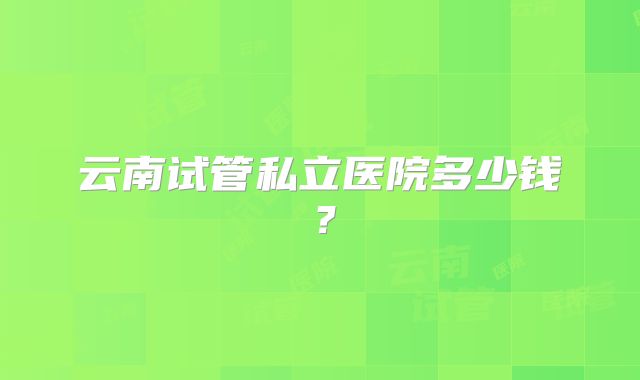 云南试管私立医院多少钱？
