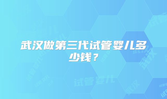 武汉做第三代试管婴儿多少钱？