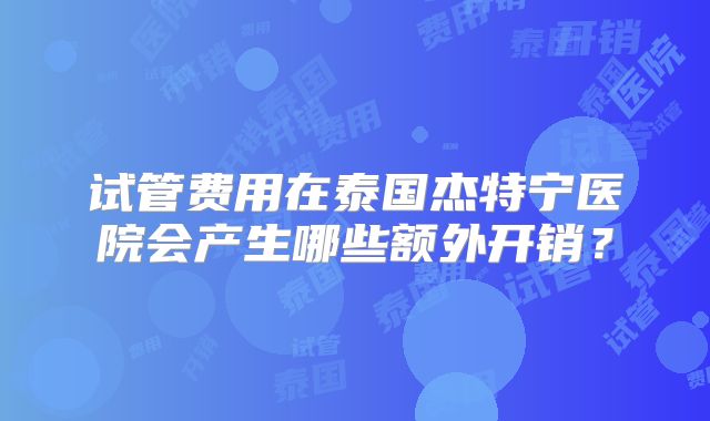 试管费用在泰国杰特宁医院会产生哪些额外开销？