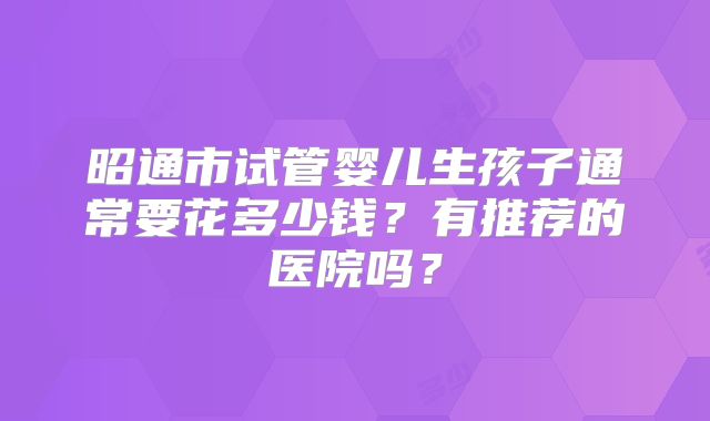 昭通市试管婴儿生孩子通常要花多少钱？有推荐的医院吗？