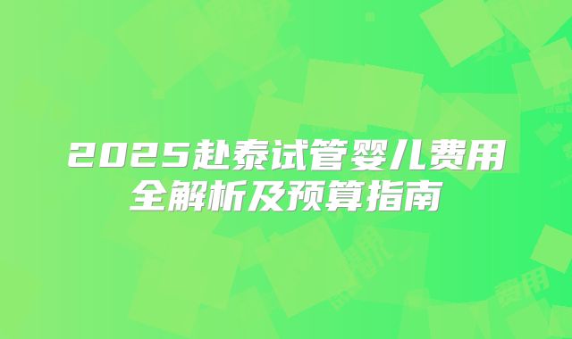 2025赴泰试管婴儿费用全解析及预算指南