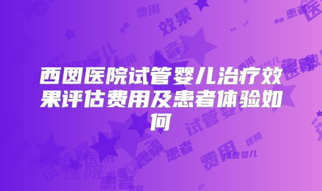 西囡医院试管婴儿治疗效果评估费用及患者体验如何
