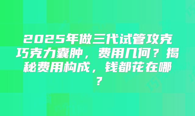 2025年做三代试管攻克巧克力囊肿，费用几何？揭秘费用构成，钱都花在哪？