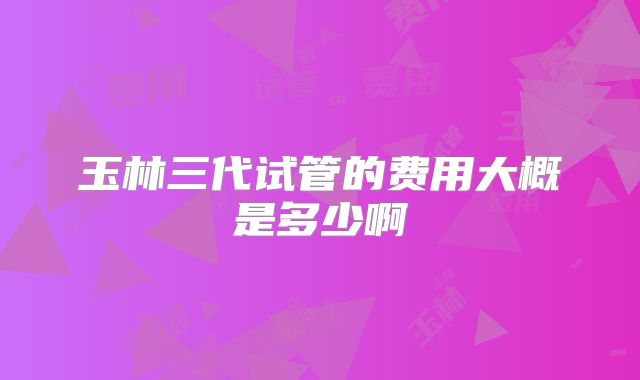 玉林三代试管的费用大概是多少啊
