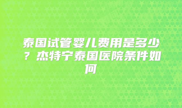 泰国试管婴儿费用是多少？杰特宁泰国医院条件如何