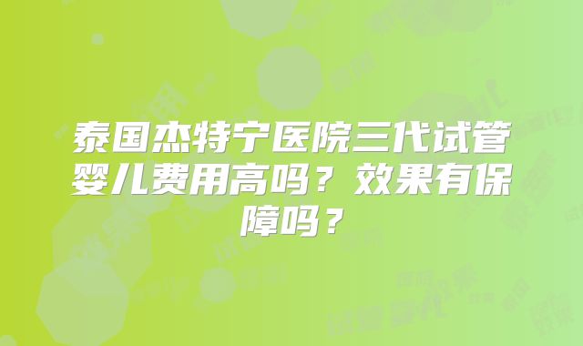 泰国杰特宁医院三代试管婴儿费用高吗？效果有保障吗？