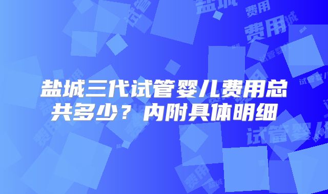 盐城三代试管婴儿费用总共多少？内附具体明细