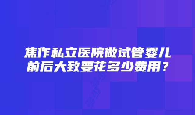 焦作私立医院做试管婴儿前后大致要花多少费用？