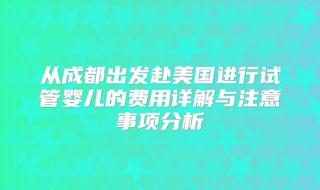 从成都出发赴美国进行试管婴儿的费用详解与注意事项分析
