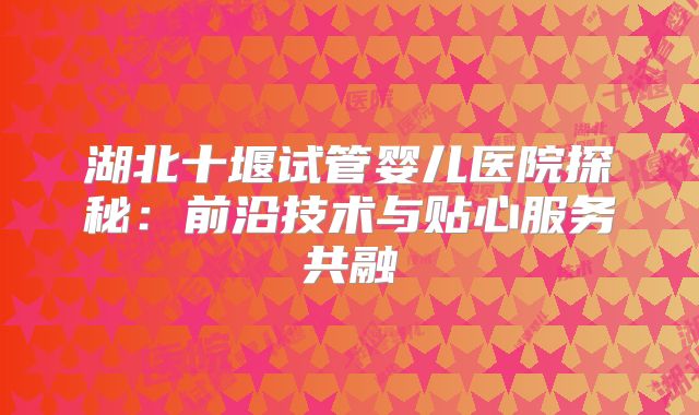 湖北十堰试管婴儿医院探秘：前沿技术与贴心服务共融