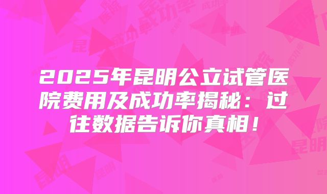 2025年昆明公立试管医院费用及成功率揭秘：过往数据告诉你真相！