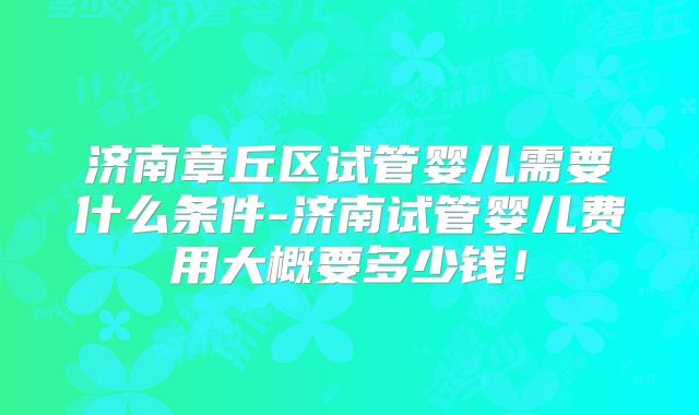济南章丘区试管婴儿需要什么条件-济南试管婴儿费用大概要多少钱！