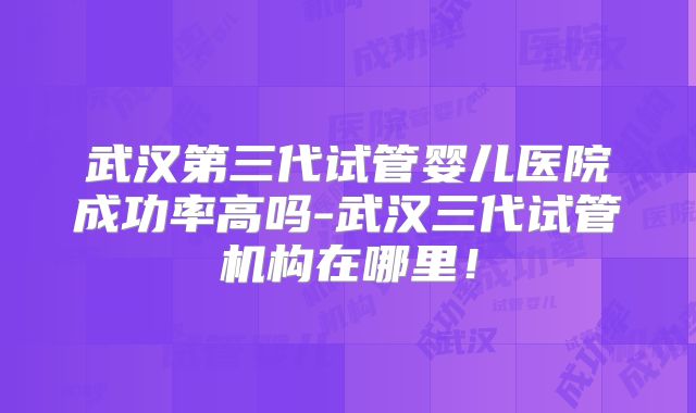 武汉第三代试管婴儿医院成功率高吗-武汉三代试管机构在哪里！