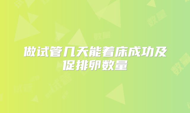 做试管几天能着床成功及促排卵数量