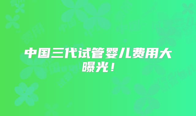 中国三代试管婴儿费用大曝光！