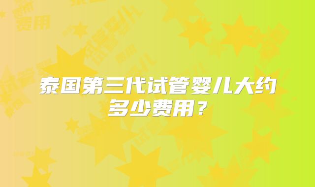 泰国第三代试管婴儿大约多少费用？