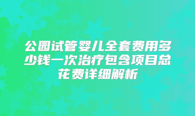 公园试管婴儿全套费用多少钱一次治疗包含项目总花费详细解析