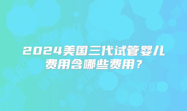 2024美国三代试管婴儿费用含哪些费用?