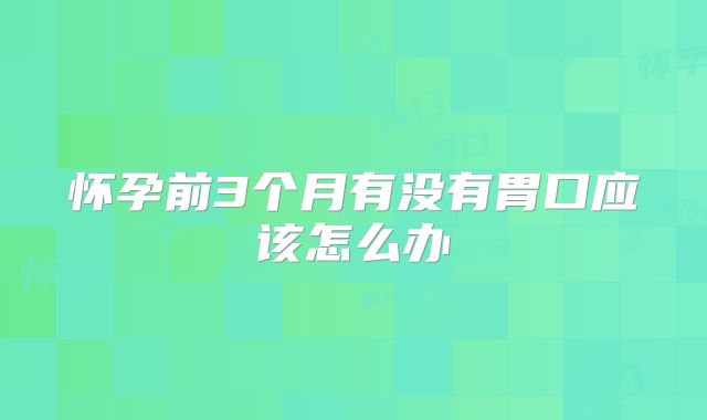 怀孕前3个月有没有胃口应该怎么办