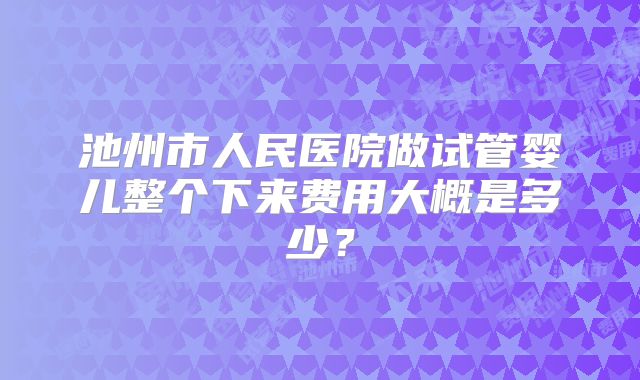 池州市人民医院做试管婴儿整个下来费用大概是多少？