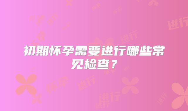 初期怀孕需要进行哪些常见检查？