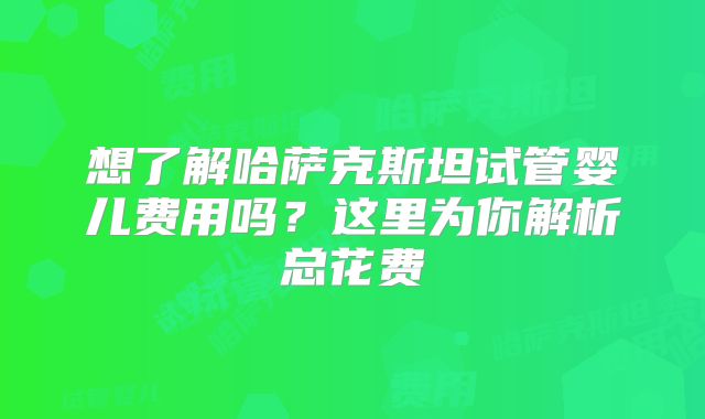 想了解哈萨克斯坦试管婴儿费用吗？这里为你解析总花费