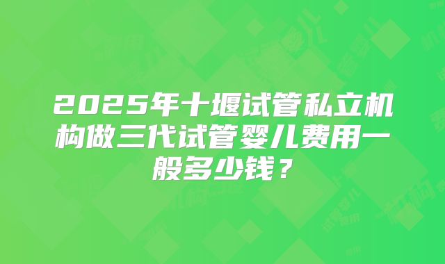 2025年十堰试管私立机构做三代试管婴儿费用一般多少钱？