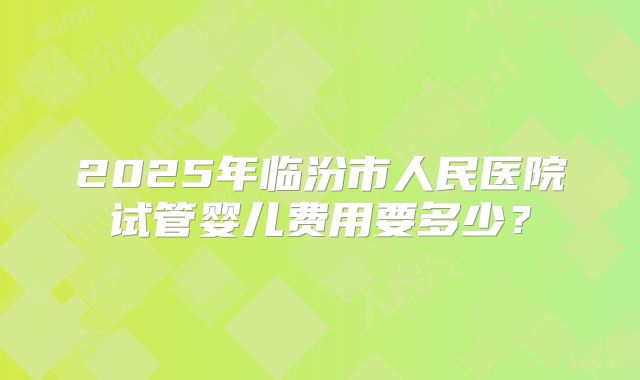 2025年临汾市人民医院试管婴儿费用要多少？