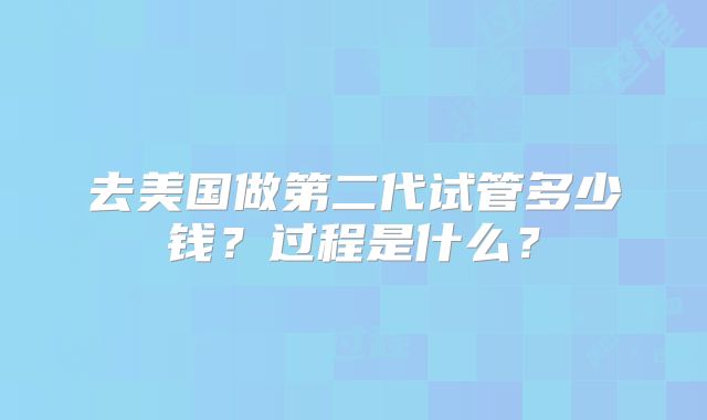 去美国做第二代试管多少钱？过程是什么？