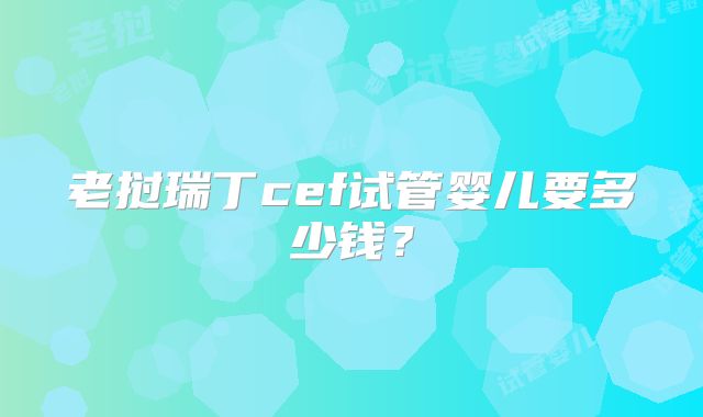 老挝瑞丁cef试管婴儿要多少钱？