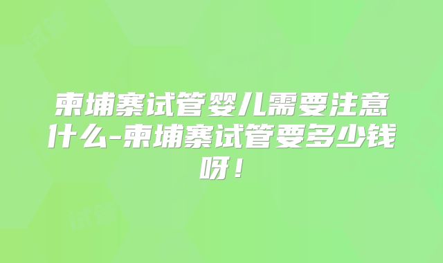 柬埔寨试管婴儿需要注意什么-柬埔寨试管要多少钱呀！