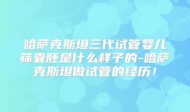 哈萨克斯坦三代试管婴儿筛囊胚是什么样子的-哈萨克斯坦做试管的经历！
