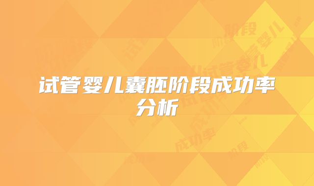 试管婴儿囊胚阶段成功率分析