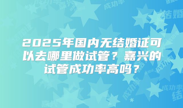 2025年国内无结婚证可以去哪里做试管?嘉兴的试管成功率高吗?