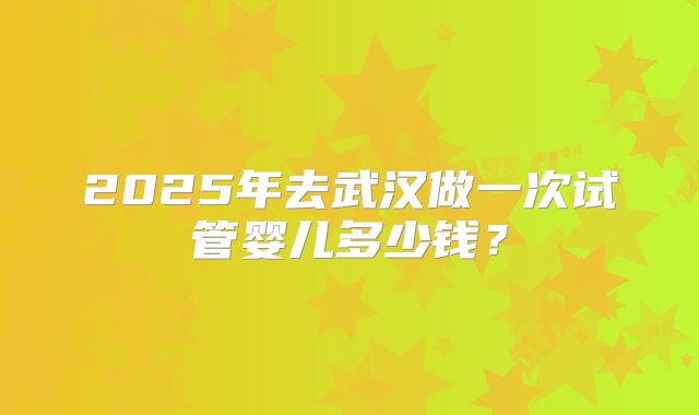 2025年去武汉做一次试管婴儿多少钱?