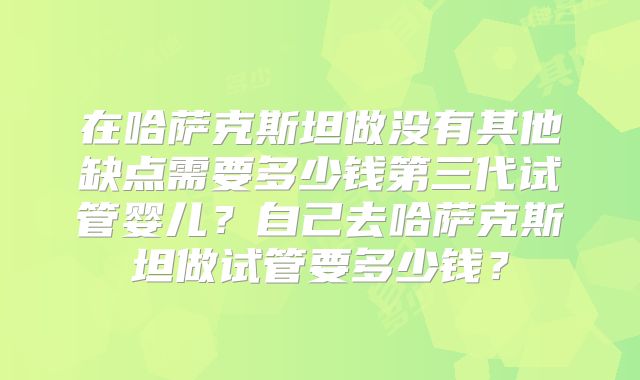 在哈萨克斯坦做没有其他缺点需要多少钱第三代试管婴儿？自己去哈萨克斯坦做试管要多少钱？