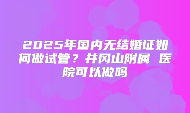 2025年国内无结婚证如何做试管?井冈山附属 医院可以做吗