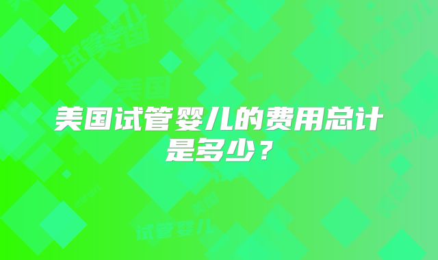 美国试管婴儿的费用总计是多少？