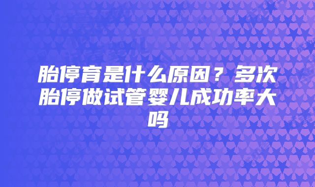 胎停育是什么原因？多次胎停做试管婴儿成功率大吗
