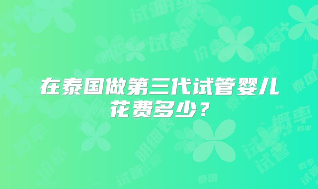 在泰国做第三代试管婴儿花费多少?
