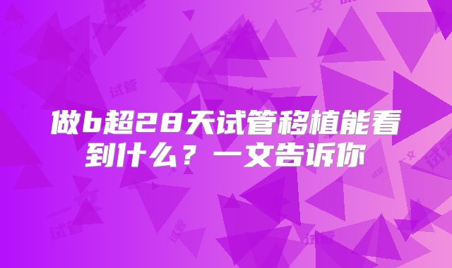 做b超28天试管移植能看到什么？一文告诉你