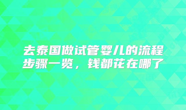 去泰国做试管婴儿的流程步骤一览，钱都花在哪了