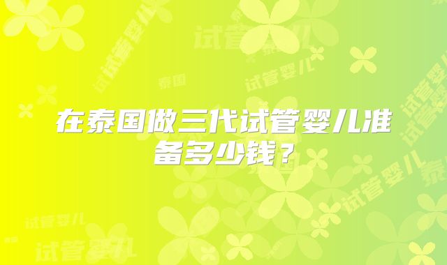 在泰国做三代试管婴儿准备多少钱?