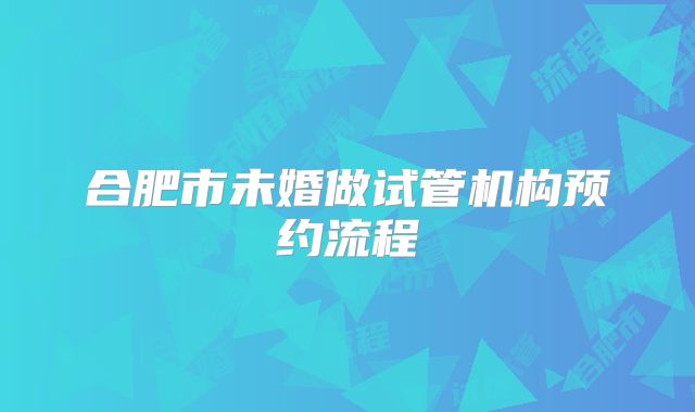 合肥市未婚做试管机构预约流程
