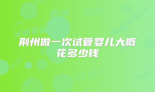 荆州做一次试管婴儿大概花多少钱