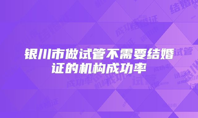 银川市做试管不需要结婚证的机构成功率